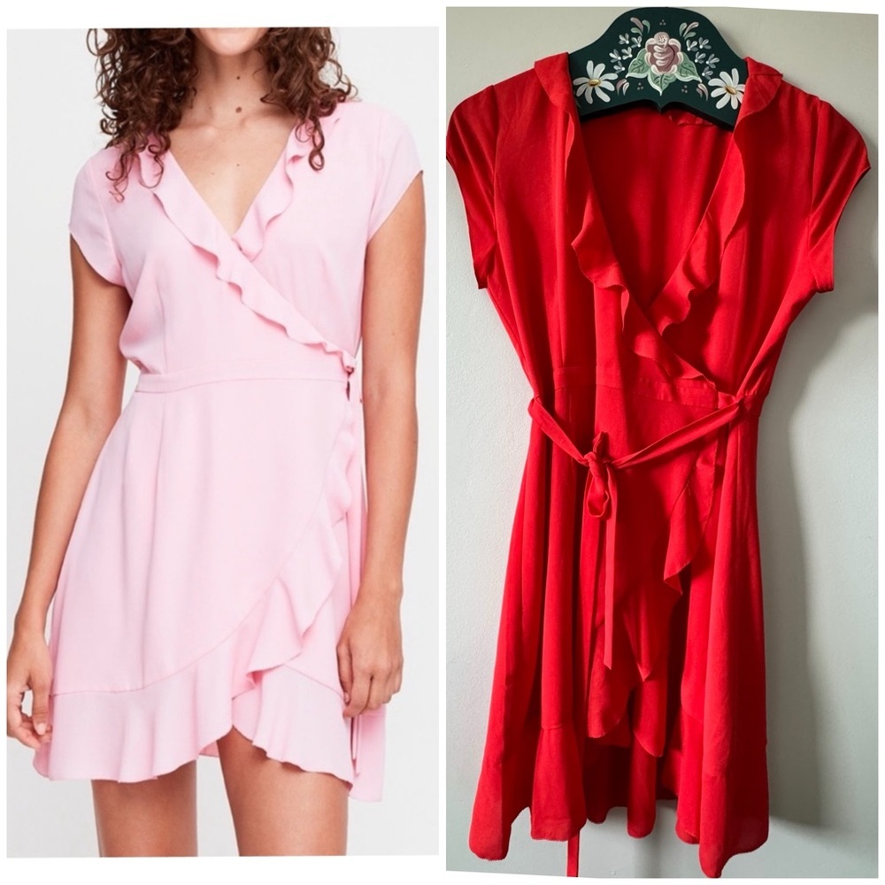 Sunday Best Red Ruffled Wrap Sundress